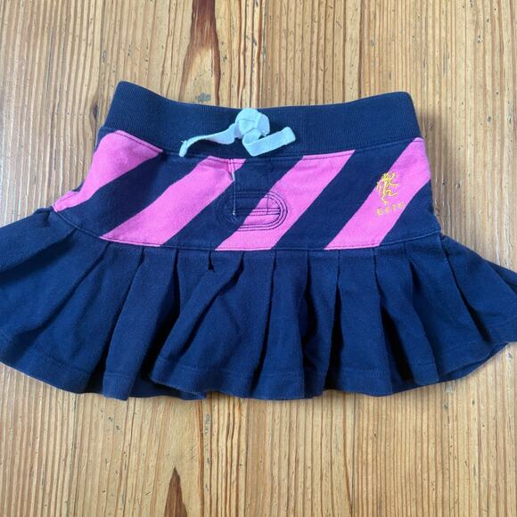 Ralph Lauren blue pink striped pleated bottom elastic waistband skort SIZE 4 - Picture 1 of 5